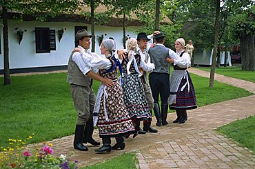 Folk dancing on Horse Farm in the Puszta, 70 miles south of Budapest, Hungary, Europe