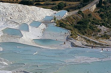 Travertine terraces, Pamukkale, UNESCO World Heritage Site, Anatolia, Turkey, Asia Minor, Asia