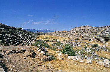 The biggest and best preserved Roman stadium in the world at the archaeological site of Aphrodisias, Anatolia, Turkey, Asia Minor, Asia