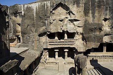 The Ellora Caves, temples cut into solid rock, UNESCO World Heritage Site, near Aurangabad, Maharashtra, India, Asia