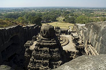 The Ellora Caves, temples cut into solid rock, UNESCO World Heritage Site, near Aurangabad, Maharashtra, India, Asia