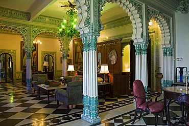 The Imperial Suite in Shiv Niwas Palace, a former royal guest house and now a heritage hotel, Udaipur, Rajasthan state, India, Asia