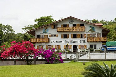 Swiss style hotel and restaurant near Nuevo Arenal, Costa Rica, Central America