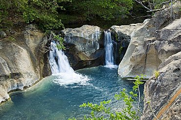 Waterfall on the Colorado River, Hacienda Guachipelin, near Rincon de la Vieja National Park, Guanacaste, Costa Rica, Central America