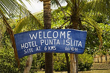 Welcome sign at Punta Islita Airstrip, Costa Rica, Central America