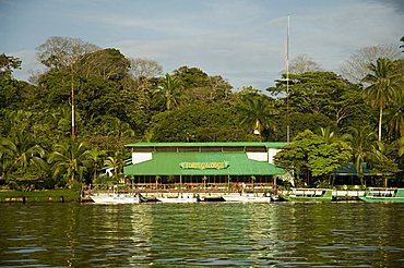 Eco Lodges on the canal at Tortuguero, Tortuguero National Park, Caribbean Coast, Costa Rica, Central America