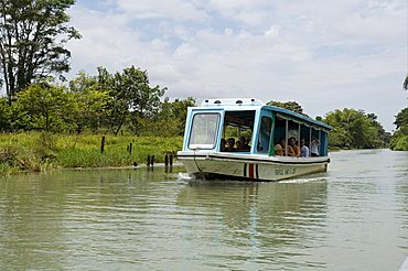 Tourist transport to the eco lodges in Tortuguero National Park, Costa Rica, Central America