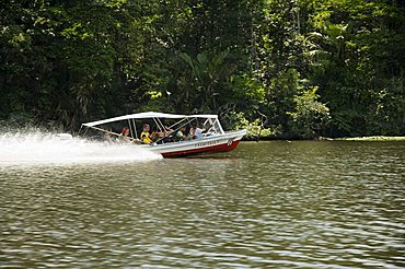 Tourist transport to the eco lodges in Tortuguero National Park, Costa Rica, Central America