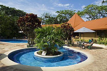 Lodges on the canal at Tortuguero, Tortuguero National Park, Caribbean Coast, Costa Rica, Central America