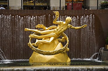 Ice rink at Rockefeller Center, Mid town Manhattan, New York City, New York, United States of America, North America