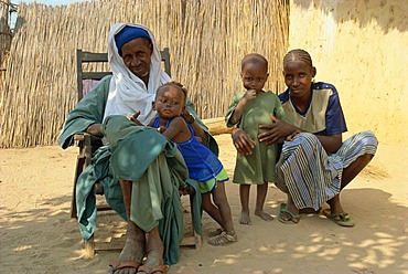 Village elder with child, Senegal, West Africa, Africa