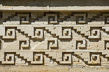 Fantastic geometric stone carving, Mitla, ancient Mixtec site, Oaxaca, Mexico, North America