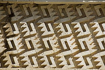 Fantastic geometric carving, Mitla, ancient Mixtec site, Oaxaca, Mexico, North America