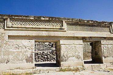 Fantastic geometric carving, Mitla, ancient Mixtec site, Oaxaca, Mexico, North America