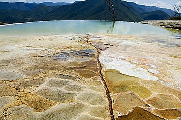 Hierve el Agua (the water boils), hot springs, water rich in minerals bubbles up from the mountains and pours over edge, Oaxaca, Mexico, North America