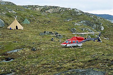 Helicopter visit to the icefjord, Ilulissat, Disko Bay, Greenland, Polar Regions