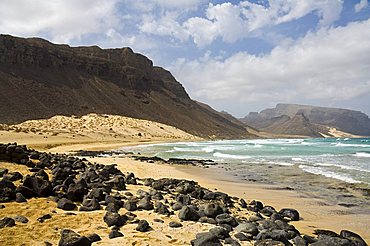 Deserted beach at Praia Grande, Sao Vicente, Cape Verde Islands, Africa