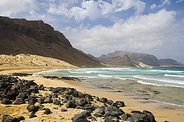 Deserted beach at Praia Grande, Sao Vicente, Cape Verde Islands, Africa