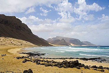 Deserted beach at Praia Grande, Sao Vicente, Cape Verde Islands, Africa