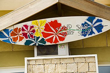 Surf shops, Santa Maria on the island of Sal (Salt), Cape Verde Islands, Africa