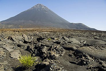 View from the caldera of the volcano of Pico de Fogo, Fogo (Fire), Cape Verde Islands, Africa