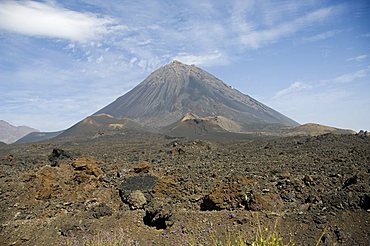 The volcano of Pico de Fogo in the background, Fogo (Fire), Cape Verde Islands, Africa