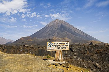 The volcano of Pico de Fogo in the background, Fogo (Fire), Cape Verde Islands, Africa