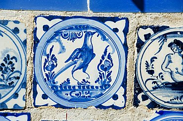 Detail of tile in the gardens of the Real Alcazar, Santa Cruz district, Seville, Andalusia (Andalucia), Spain