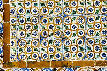 Azulejos tiles in the Mudejar style, Casa de Pilatos, Santa Cruz district, Seville, Andalusia, Spain, Europe