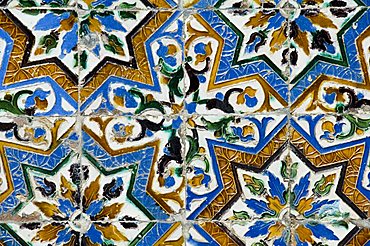 Azulejos tiles in the Mudejar style, Casa de Pilatos, Santa Cruz district, Seville, Andalusia, Spain, Europe