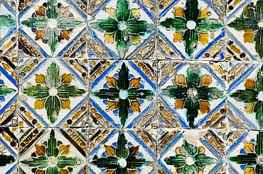 Azulejos tiles in the Mudejar style, Casa de Pilatos, Santa Cruz district, Seville, Andalusia, Spain, Europe