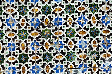 Azulejos tiles in the Mudejar style, Casa de Pilatos, Santa Cruz district, Seville, Andalusia, Spain, Europe