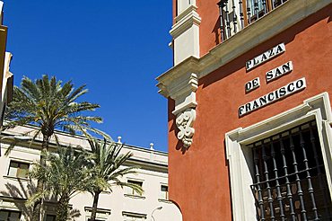 Main shopping district, Plaza de San Francisco, near Sierpes Street, Seville, Andalusia, Spain