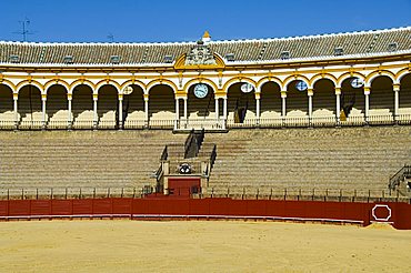 Inside the Bull Ring, Plaza de Toros De la Maestranza, El Arenal district, Seville, Andalusia, Spain, Europe