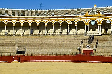 Inside the Bull Ring, Plaza de Toros De la Maestranza, El Arenal district, Seville, Andalusia, Spain, Europe