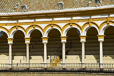 Inside the Bull Ring, Plaza de Toros De la Maestranza, El Arenal district, Seville, Andalusia, Spain, Europe