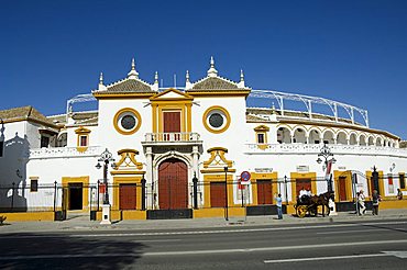 Entrance to the Bull Ring, Plaza de Toros De la Maestranza, El Arenal district, Seville, Andalusia, Spain, Europe