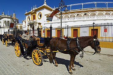 Entrance to the bull ring, Plaza de Toros de la Maestranza, El Arenal district, Seville, Andalusia, Spain, Europe