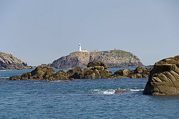 Lighthouse on Round Island, Isles of Scilly, off Cornwall, United Kingdom, Europe