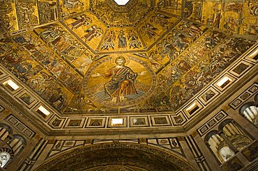 Mosaic ceiling of dome of the Battistero (Baptistry), Florence (Firenze), Tuscany, Italy, Europe