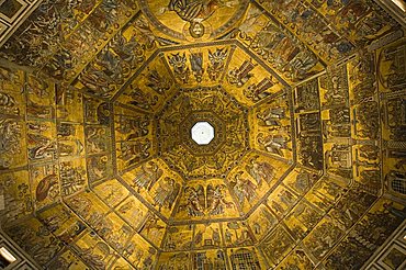 Mosaic ceiling of dome of the Battistero (Baptistry), Florence (Firenze), Tuscany, Italy, Europe