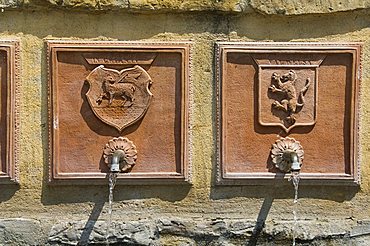 Water fountain, Greve, Chianti, Tuscany, Italy, Europe