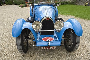 Bugatti car at the Castello di Spaltenna now a hotel, Gaiole in Chianti, Chianti, Tuscany, Italy, Europe