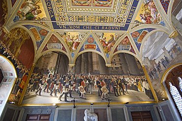 Paintings in the Palazzo Pubblico, Siena, Tuscany, Italy, Europe