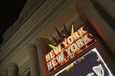 New York New York Hotel sign, The Strip (Las Vegas Boulevard), Las Vegas, Nevada, United States of America, North America