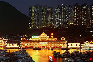 Floating restaurants, Aberdeen Harbour, Hong Kong, China, Asia