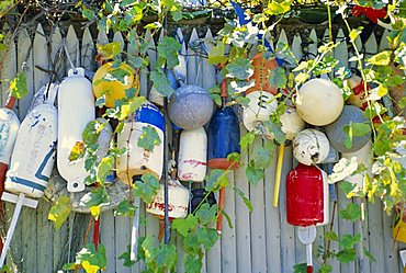 Fishing net floats, Oak Bluffs, Martha's Vineyard, Massachusetts, USA