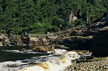 Bridge over Storms River mouth in the Tsitsikamma National Park on the Garden Route in South Africa, Africa