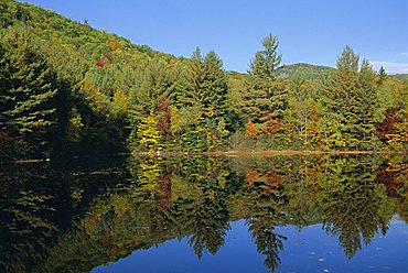 Lake reflections near Jackson, New Hampshire, New England, USA, North America