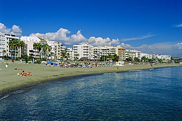 Seafront and beach, Estepona, Costa Del Sol, Andalucia, Spain